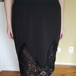 City Chic Pencil Skirt with Lace Trim